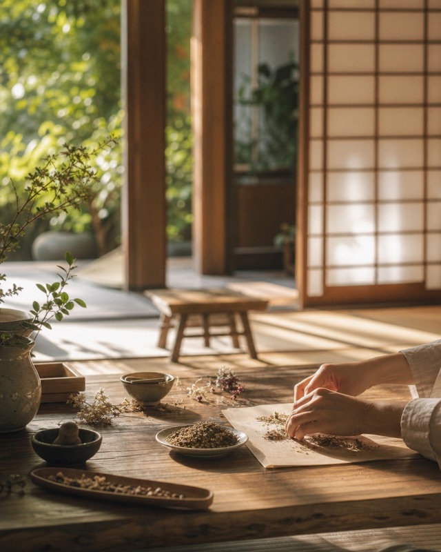 縁側の光が差すSATORIの作業風景